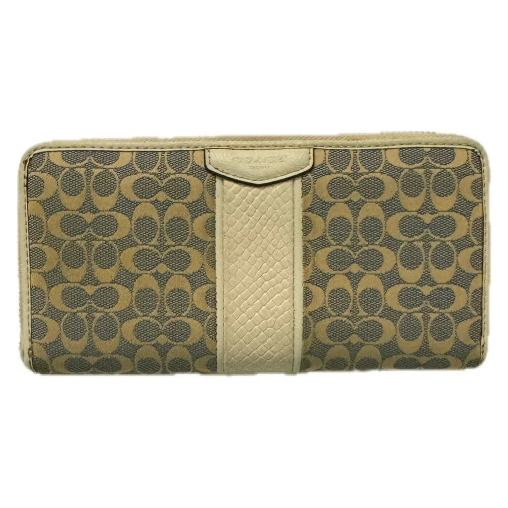 Coach Cream and Gray/Blue Signature Wallet